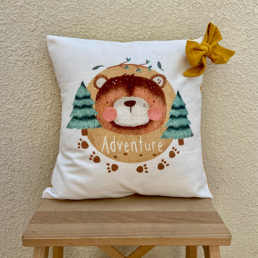 Bear adventure cushion cover 16 x 16 inches