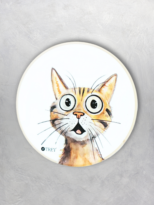 Funny Surprised Cat Waterproof Coasters for Tea, Coffee, Beer